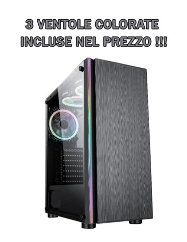 CASE GAMING TX-192-13 M-ATX CON 3 VENTOLE COLORATE INCLUSE - NO ALIMENTATORE