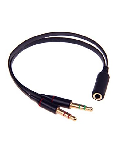 CAVO SDOPPIATORE JACK 3.5MM. DA SINGOLO A DOPPIO JACK PER PC AUDIO E MIC (40312)