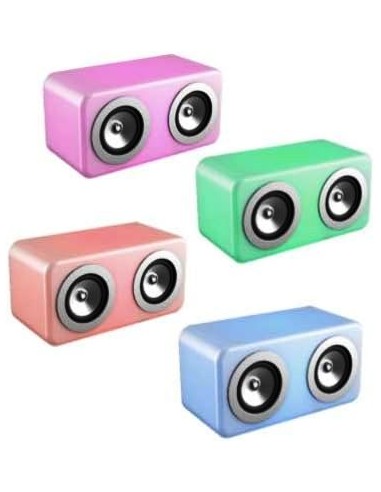 CASSA MINI SPEAKER ALTOPARLANTE PORTATILE BLUETOOTH MULTICOLOR CUBO DOPPIO AKBT200 3W CON LUCI LED A RITMO