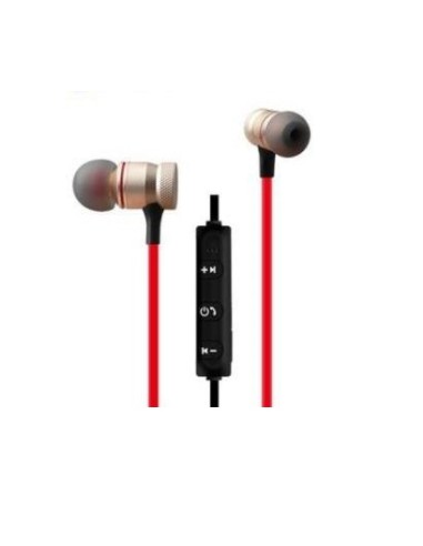 AURICOLARI CUFFIA SOUND STEREO WIRELESS SPORTS CON MICROFONO E CONTROLLI - ROSSO/BIANCO