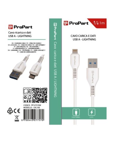 CAVO LIGHTNING - USB TIPO-A PP1LT570W (EAL100) 1MT BIANCO