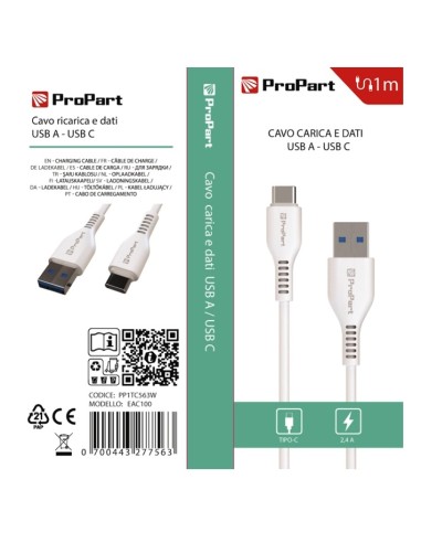 CAVO USB TIPO-A - USB TIPO-C PP1TC563W (EAC100) 1MT BIANCO