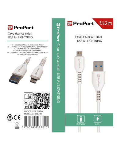 CAVO LIGHTNING - USB TIPO-A (PP2LT617W) ECL200 2MT BIANCO