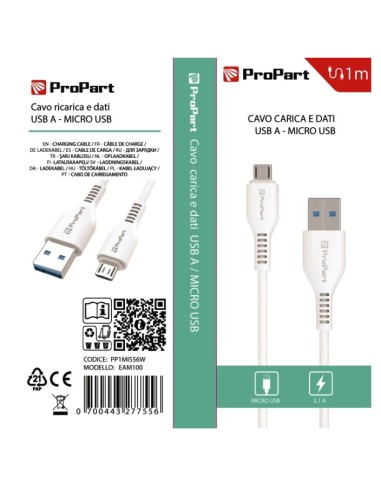 CAVO USB-A - MICRO USB PP1MI556W (EAM100) 1MT BIANCO