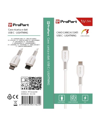 CAVO LIGHTNING - USB TIPO-C PP15CL624W (ECL150) 1.5MT BIANCO