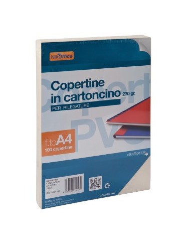 COPERTINE A4 QUADRANTI IN CARTONCINO PER RILEGATURE 230GR BLU (100FG) 38NIK011