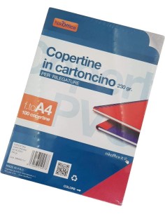 COPERTINE A4 QUADRANTI IN CARTONCINO PER RILEGATURE 230GR ROSSO (100FG) 38NIK011/1