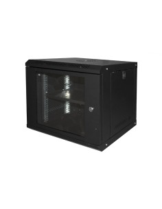 ARMADIO RACK DA MURO PER RETI 19" 9U 450X400X530 CON RIPIANO (LK1909UNL) NERO