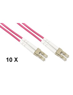 CONFEZIONE 10 CAVI FIBRA OTTICA LC A LC MULTIMODE DUPLEX OM4 MT.5 (LKLCLC4505E)