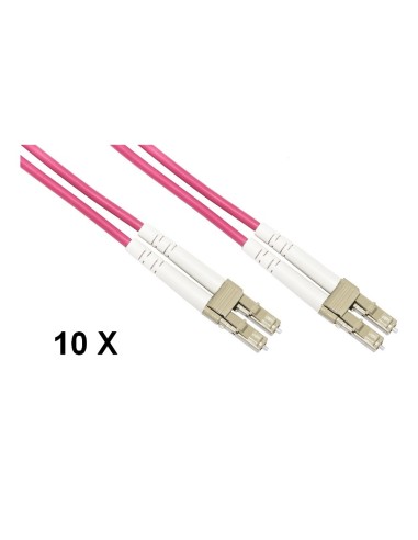 CONFEZIONE 10 CAVO FIBRA OTTICA LC A LC MULTIMODE DUPLEX OM4 GUAINA 2 MM 50/125 MT.1 (LKLCLC4501E)