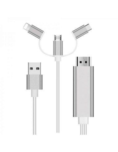 CAVO HDTV ADATTATORE VIDEO 3IN1 IPHONE ANDROID TYPE-C LIGHTNING MICRO USB A HDMI