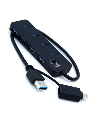 HUB 4 PORTE HS 080 USB 3.2 NERO ALIMENTATO