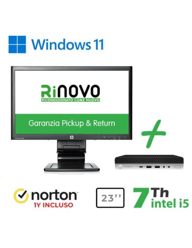 BUNDLE PC ULTRA MINI HP 600-800 G3 INTEL CORE I5-7GEN. + MONITOR HP 23" LA2306X + NORTON ANTIVIRUS (RNBUNDLE40) PICK & RETURN