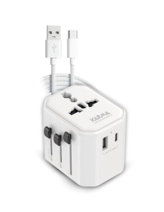 ADATTATORE DA VIAGGIO MULTIPRESA CON 2 PORTE USB E CAVO (CC 9600USBC)